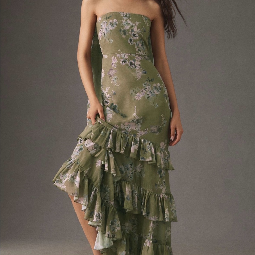 BHLDN Molly Strapless Chiffon Scarf Maxi Dress